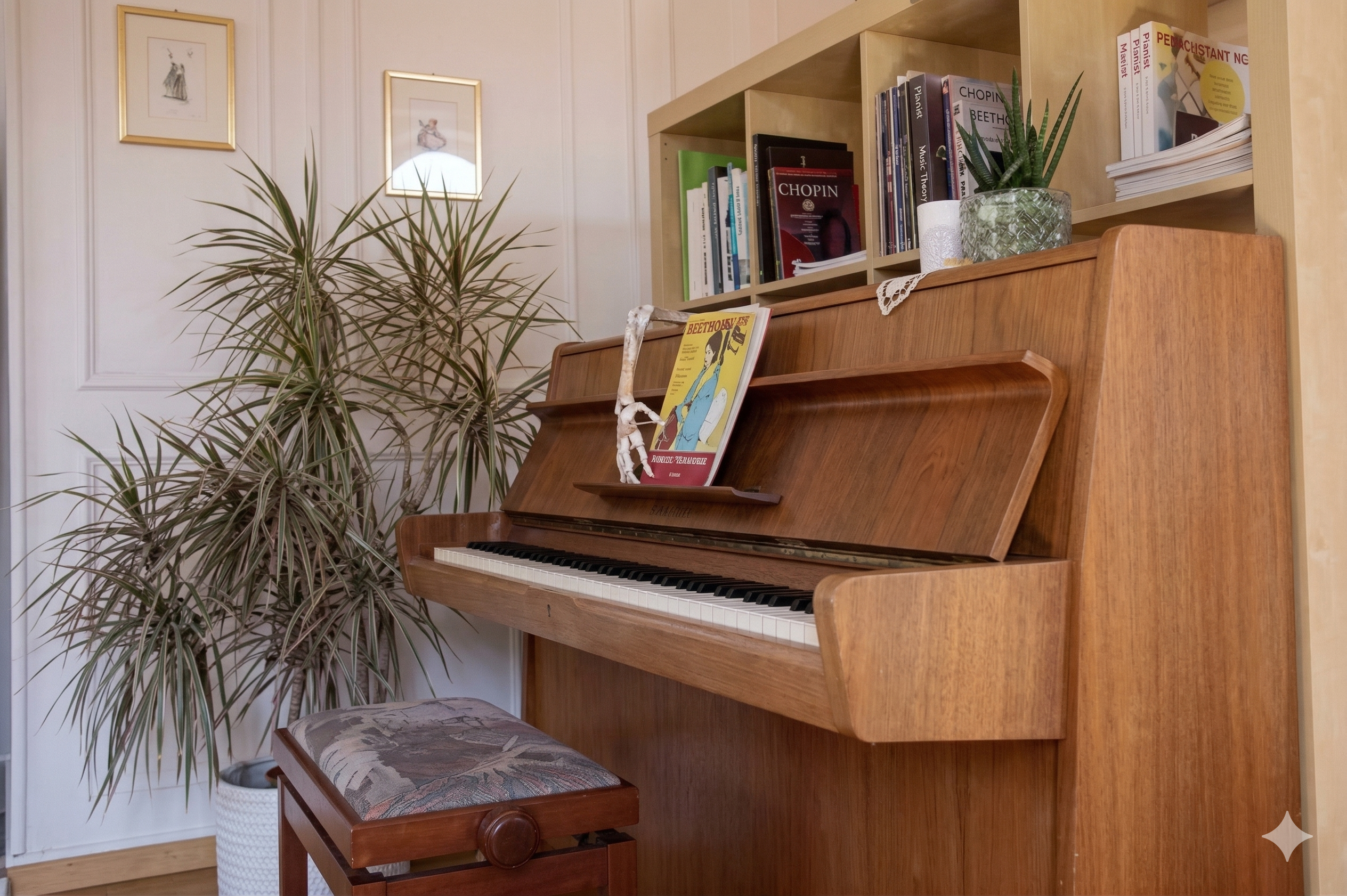 Piano avec partitions de Chopin dans le cabinet ergo-élan